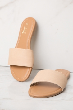 faux leather slide sandals