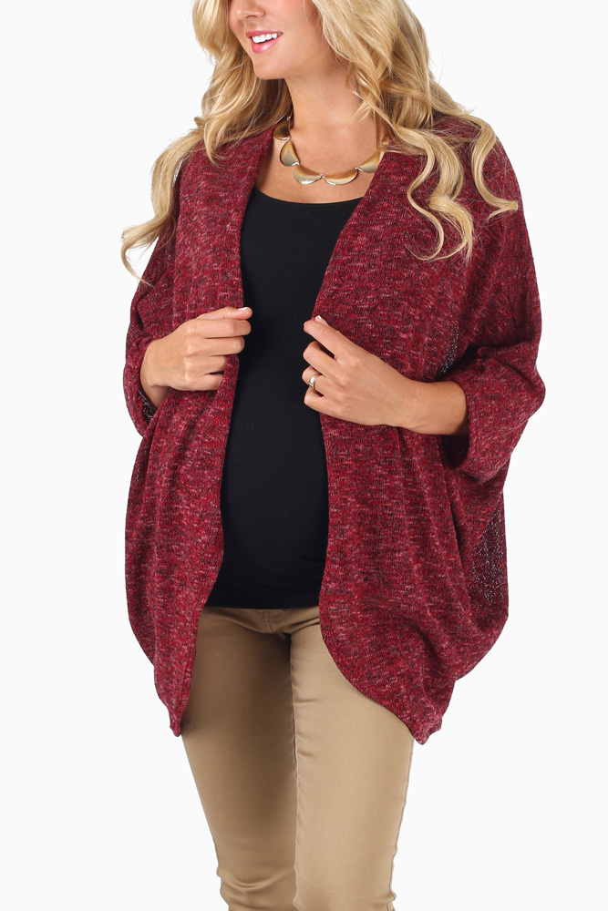 burgundy short cardigan