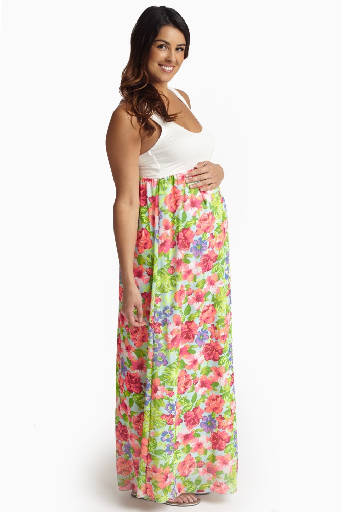 tropical maternity maxi dress