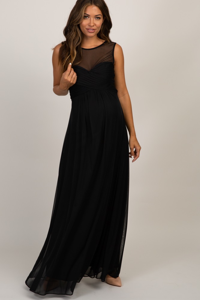 black mesh evening gown