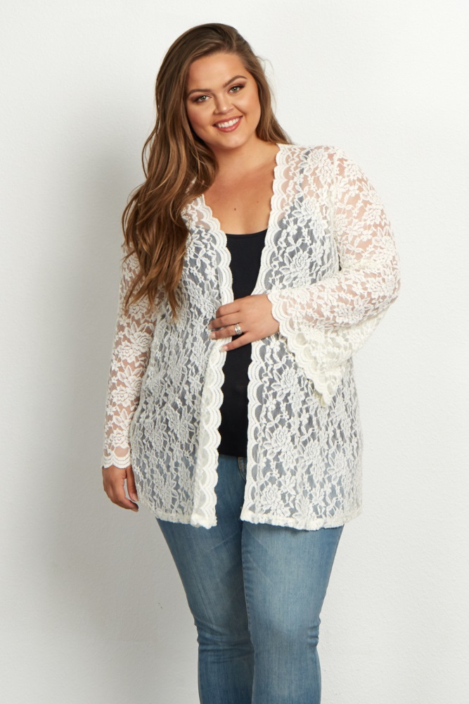 white lace cardigan plus size