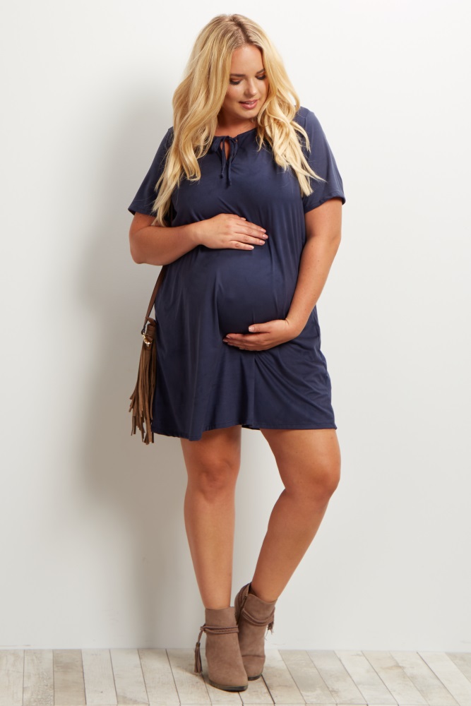 navy blue plus size maternity dress