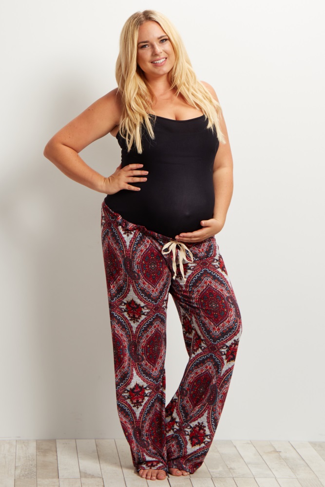 plus size burgundy pants