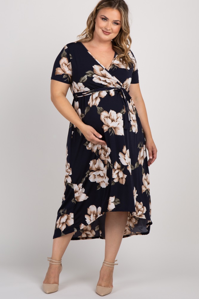 plus size maternity wrap dress