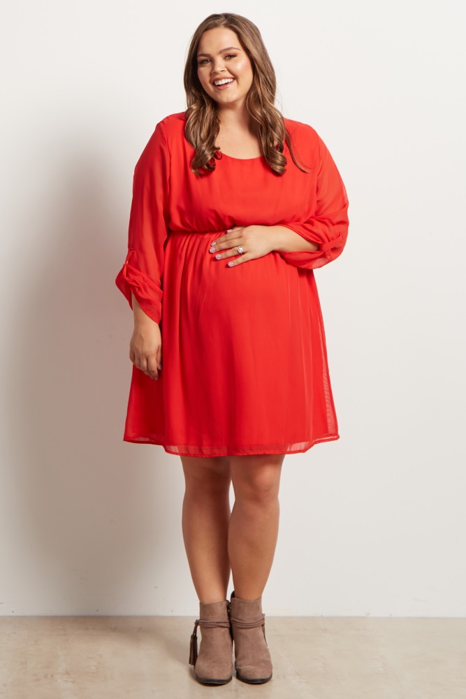 bright red maternity dress