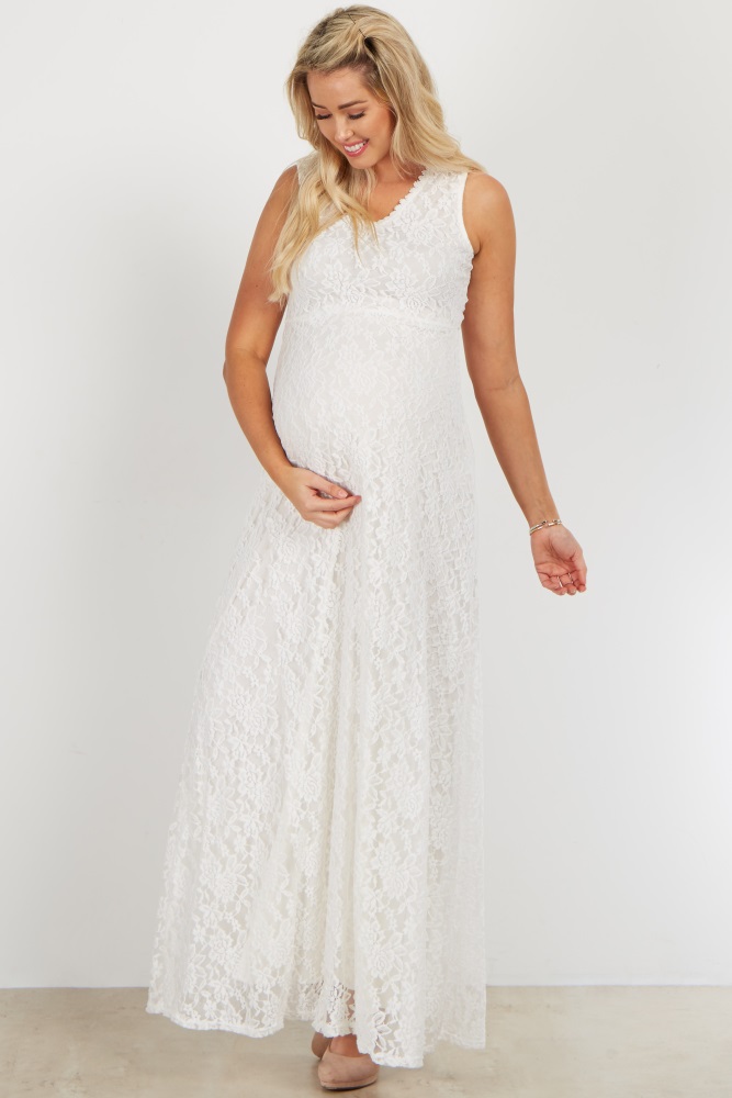 white maternity evening gown