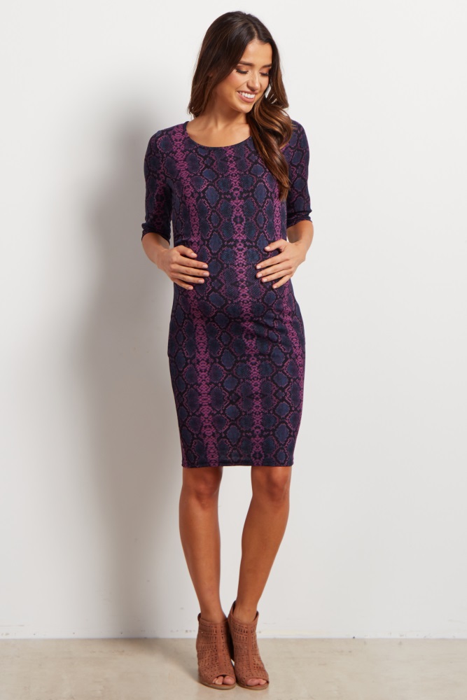 purple snake print dress