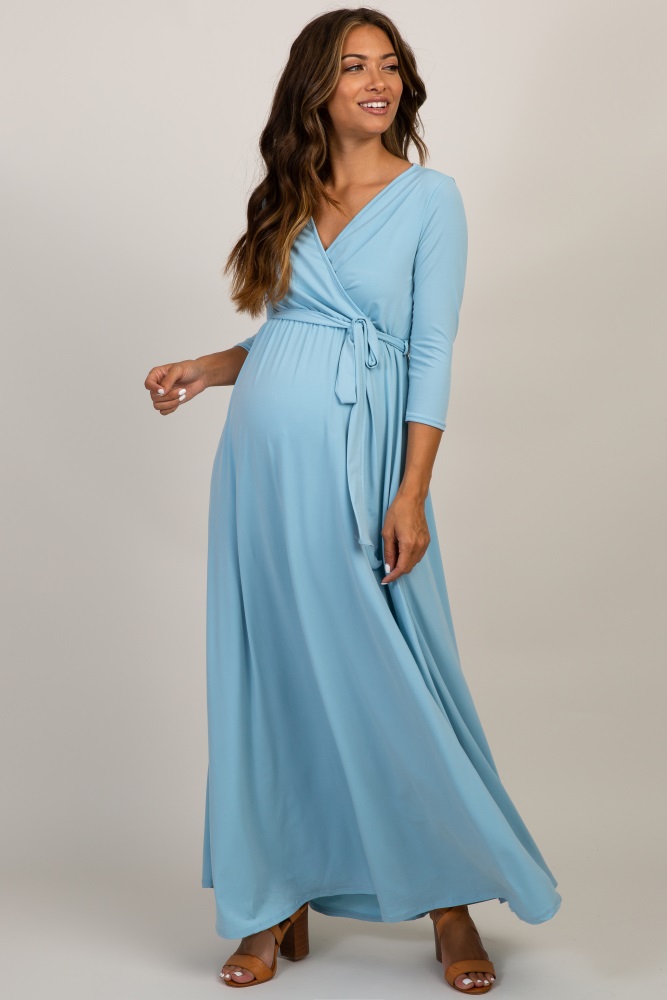 light blue maxi dress with sleeves