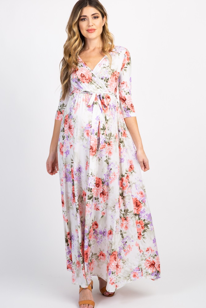 white floral wrap dress