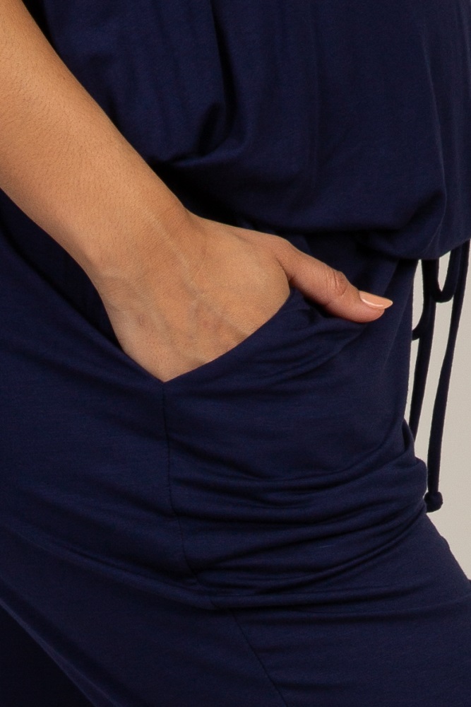 navy blue maternity jumpsuit