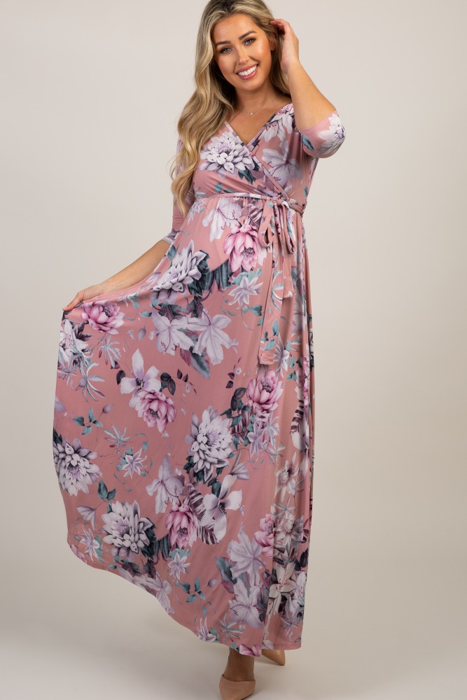 long pink maternity maxi dress