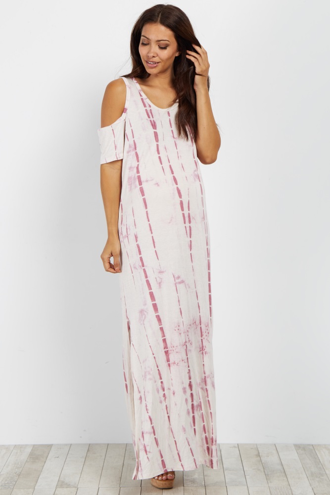 cold shoulder maternity maxi dress