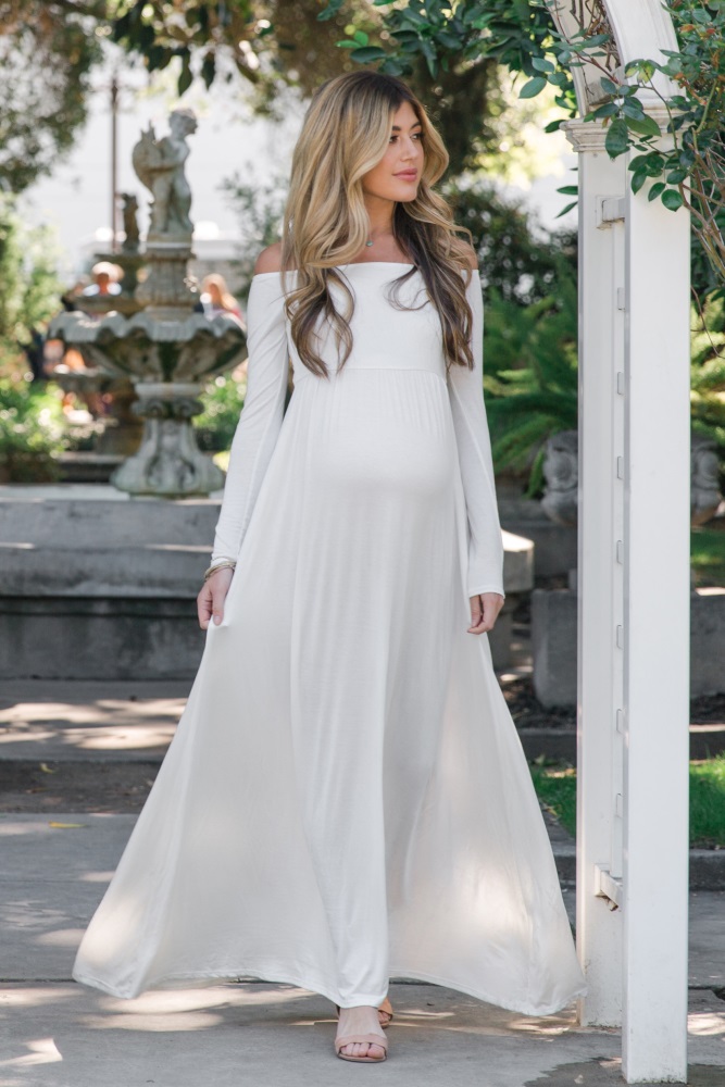 white maxi dress maternity