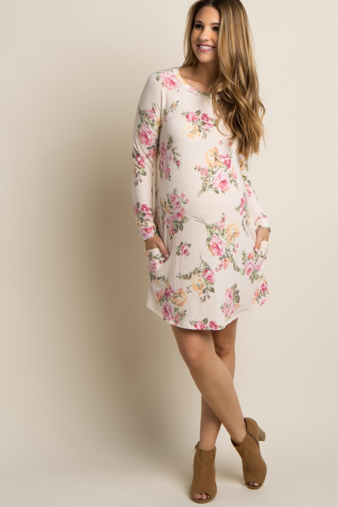 pink maternity sweater dress