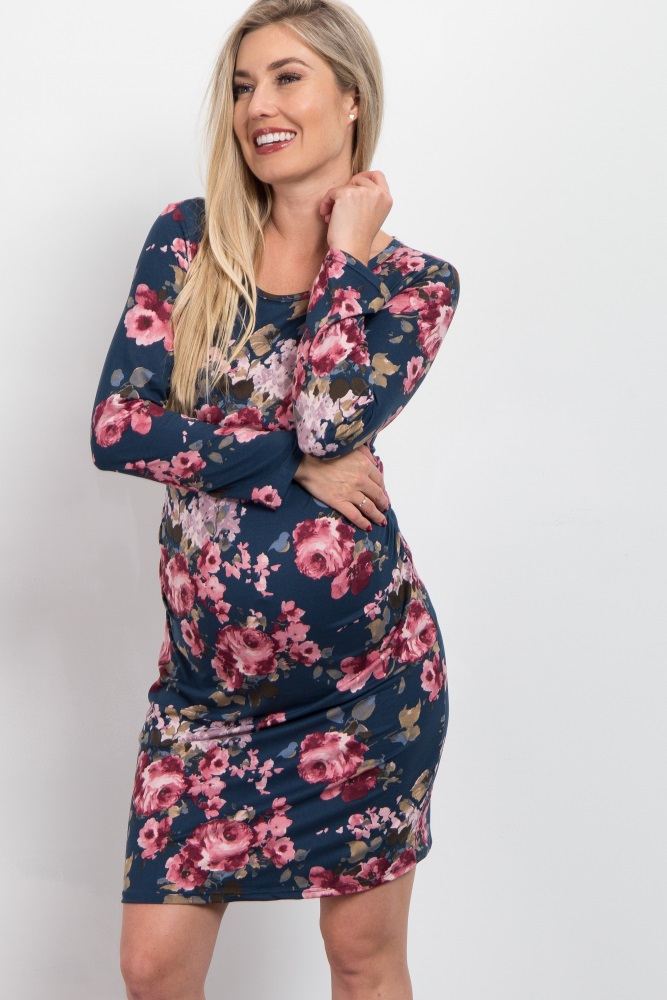 long fitted maternity dress