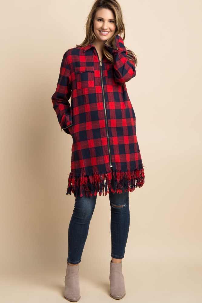 red plaid tunic dress