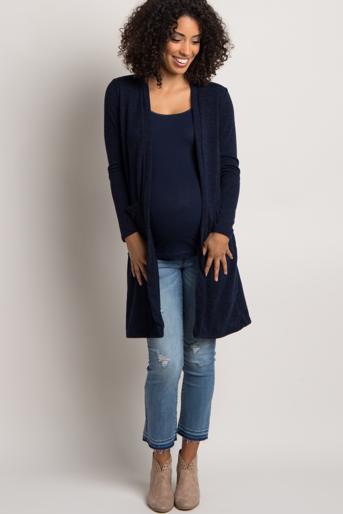 navy blue long cardigan sweater