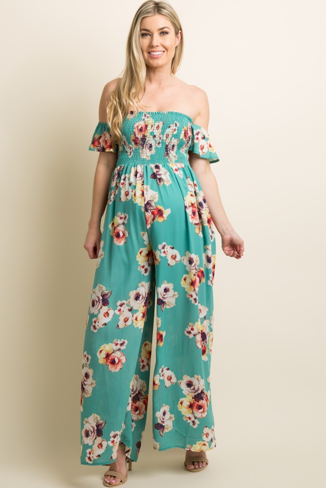 smocked off the shoulder jumpsuit