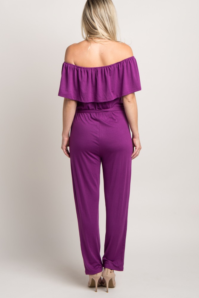purple maternity jumpsuit