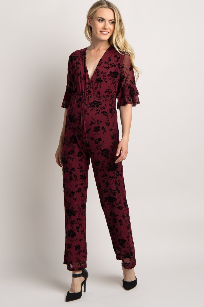 velvet burgundy jumpsuit