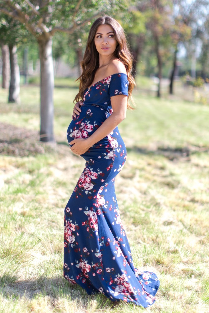 Floral Print Maternity Photography Props Dresses Summer Pregnancy