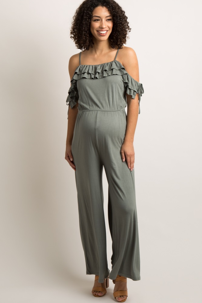 pink blush maternity jumpsuit