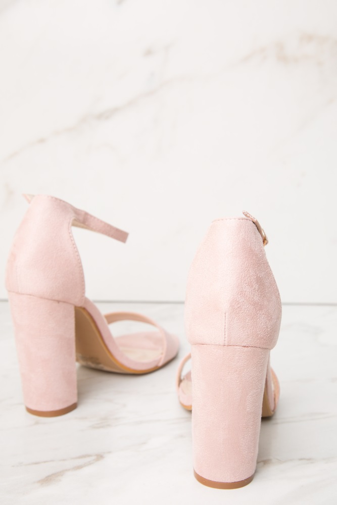 baby pink block heels