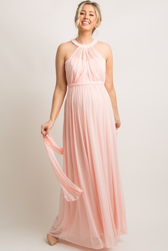 pink halter gown