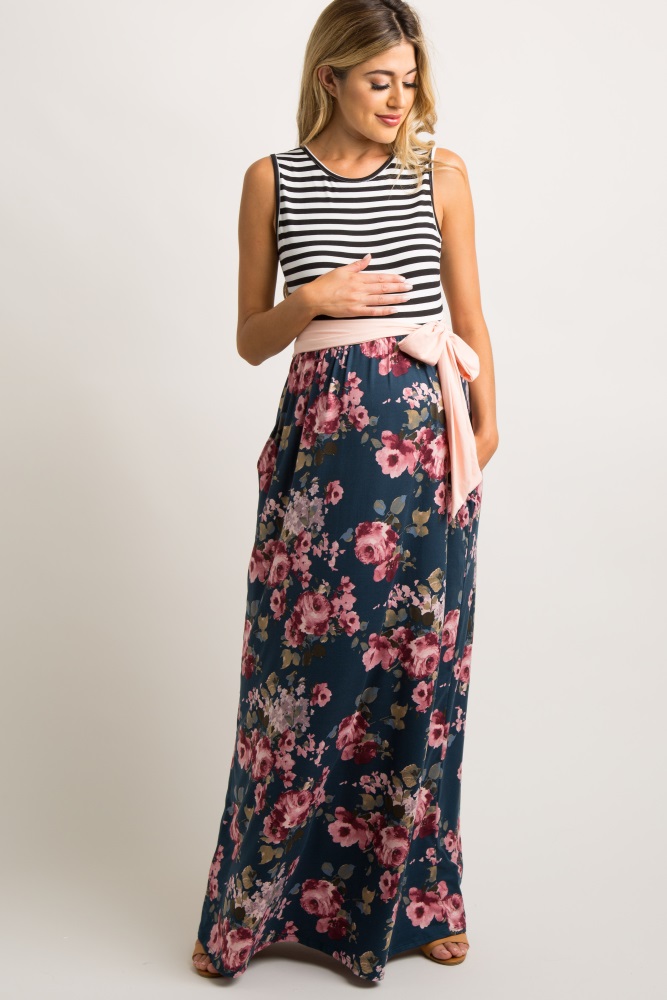 teal floral maxi dress