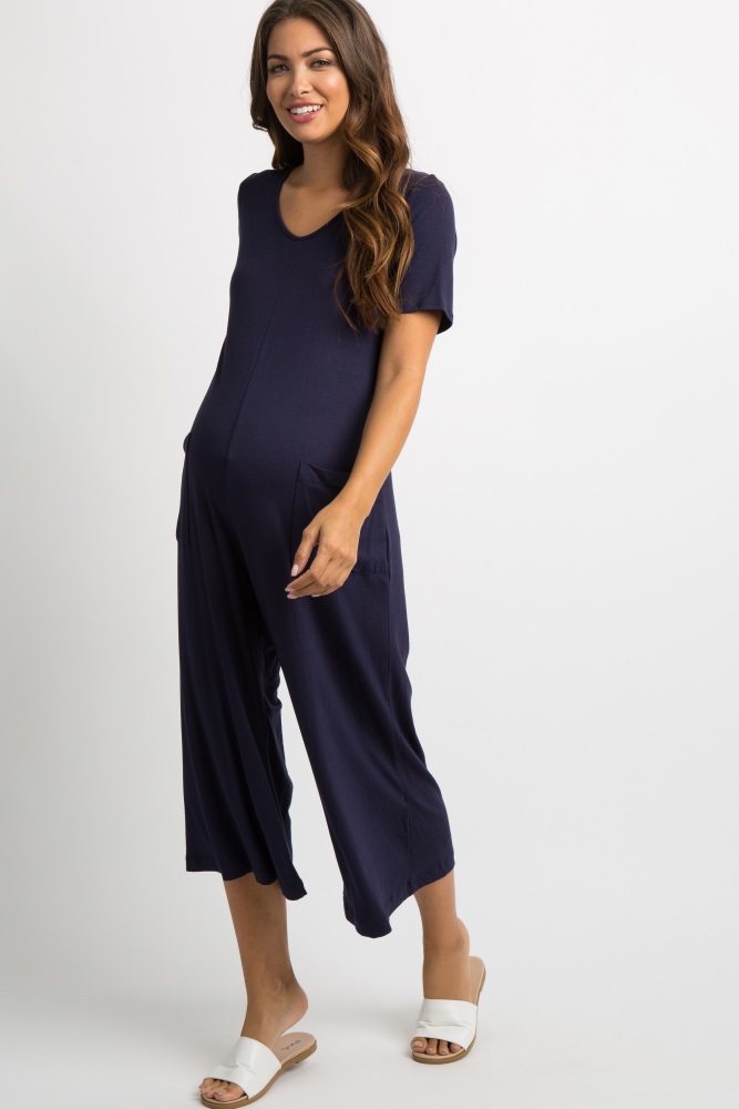 navy blue maternity jumpsuit
