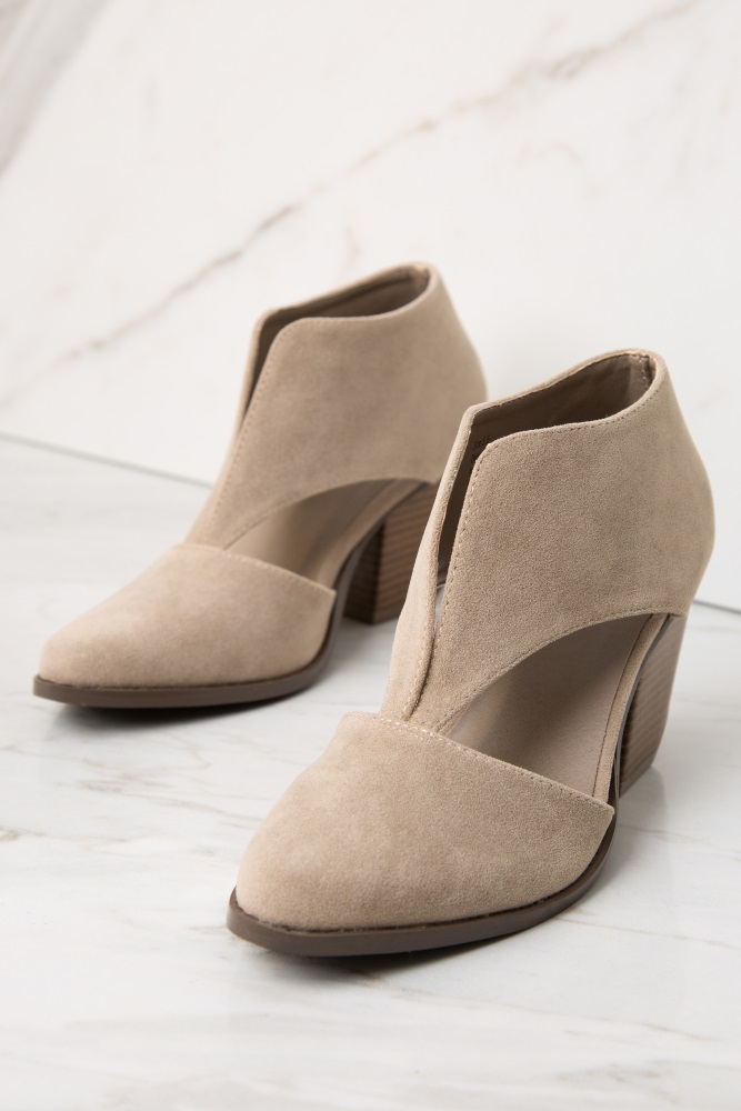 taupe cut out booties
