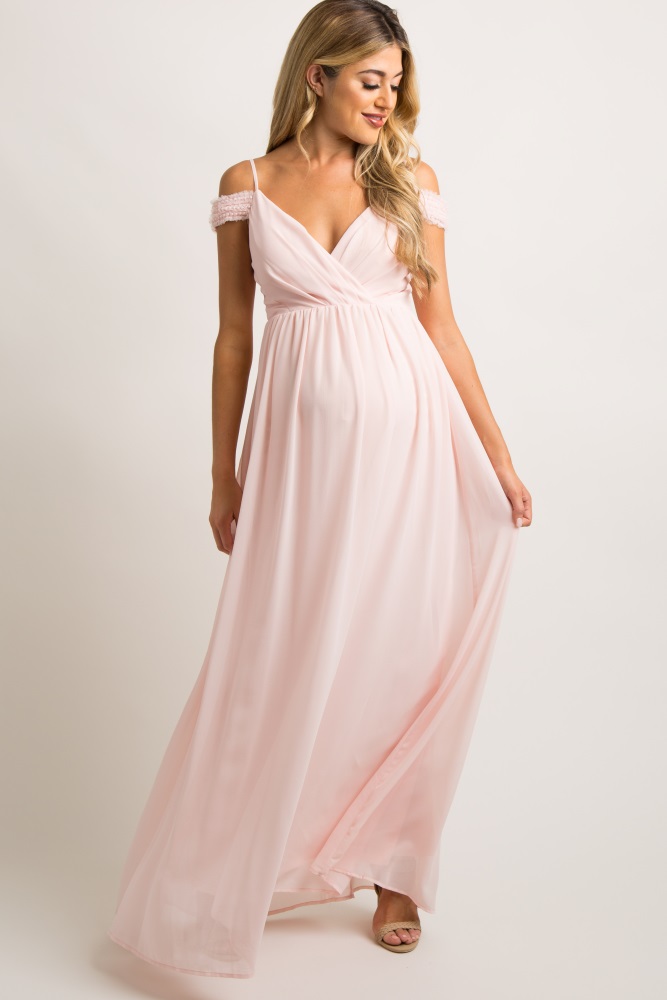 pink chiffon maternity dress