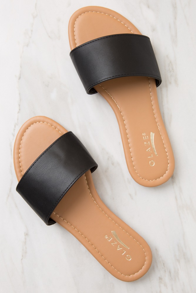 faux leather slides