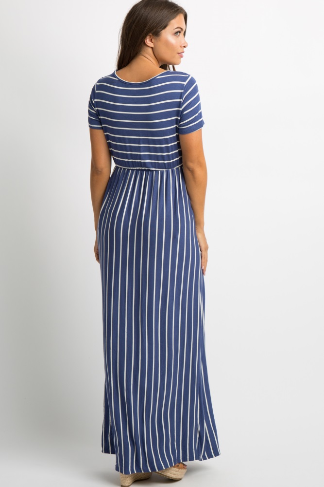 blue stripe maxi dress