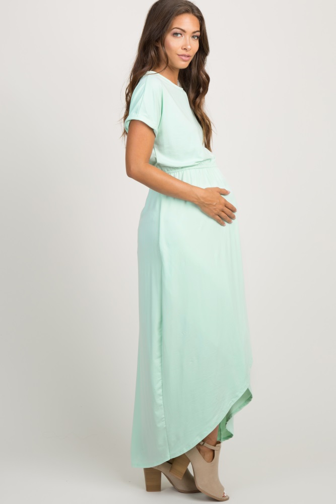 mint maxi dress with sleeves