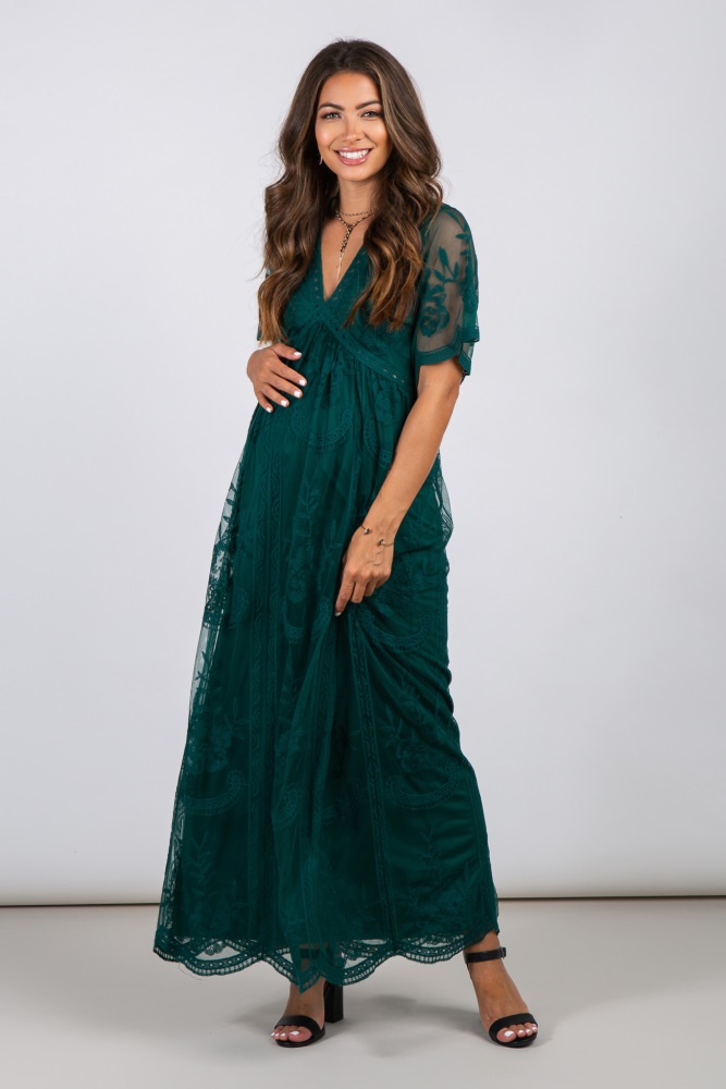 Green Velvet Maternity Gown for Babyshower – loveangeldress
