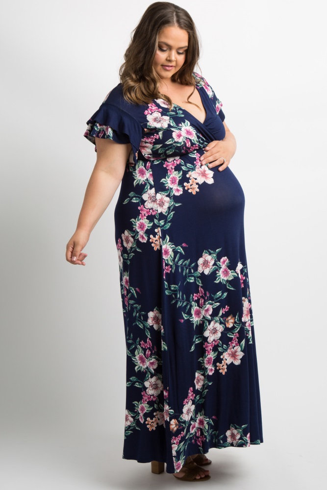 plus size maternity wrap dress