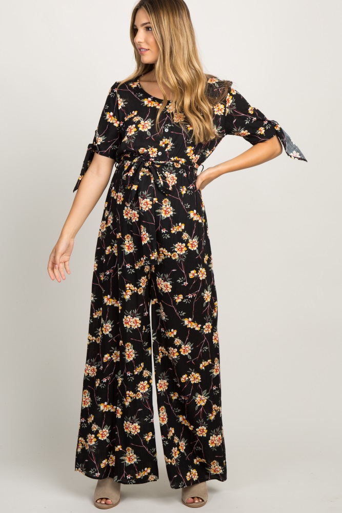 maternity floral jumpsuit