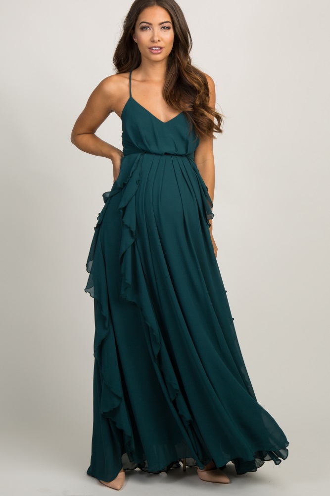 green maternity gown