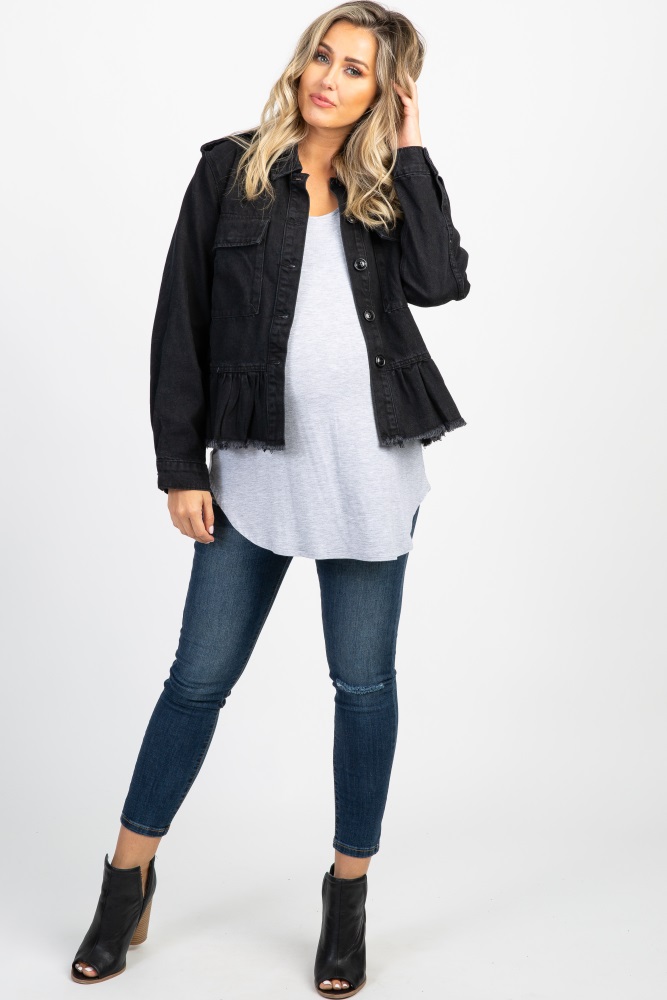 black denim peplum jacket