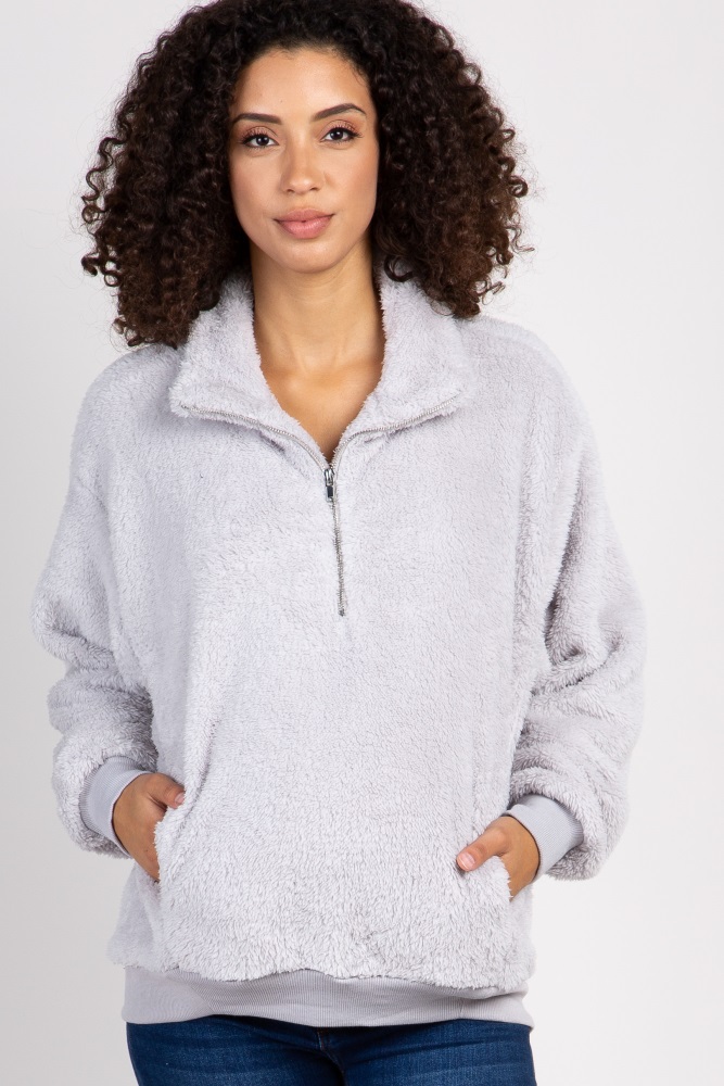 fuzzy sweater half zip