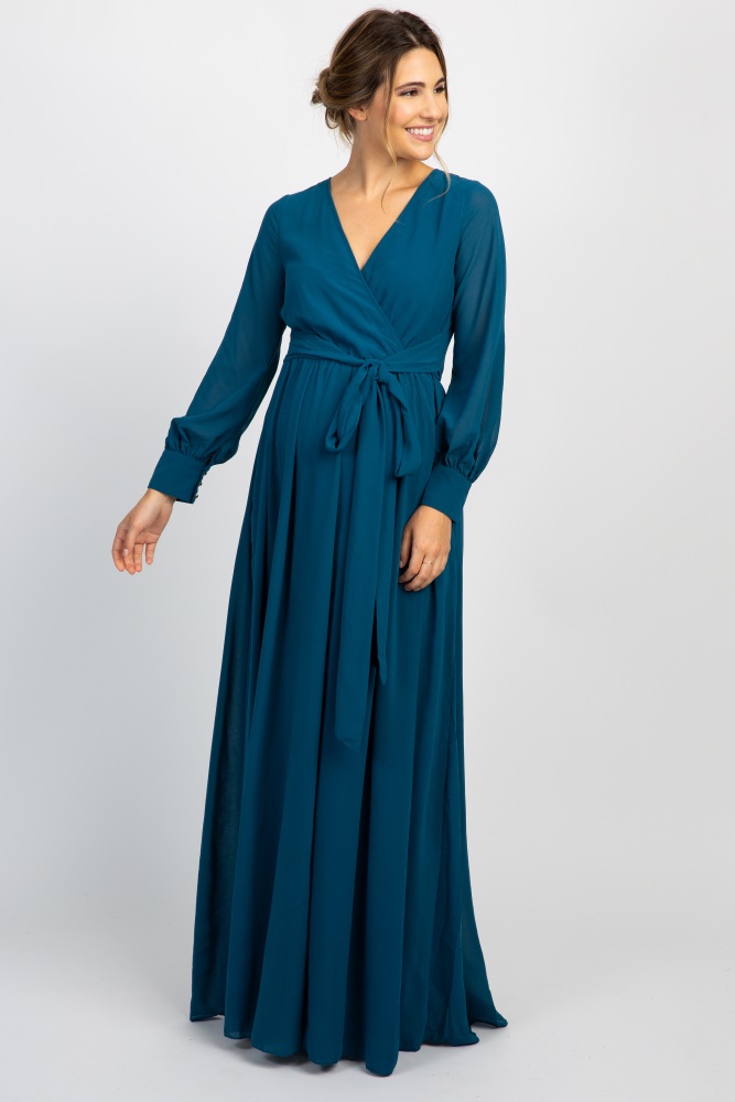 Teal Maxi Dress With Sleeves Shop, 59 ...