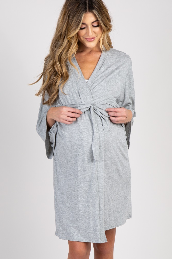 PinkBlush Charcoal Delivery/Nursing Maternity Robe