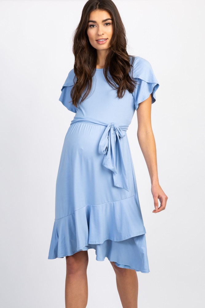 solid light blue dress