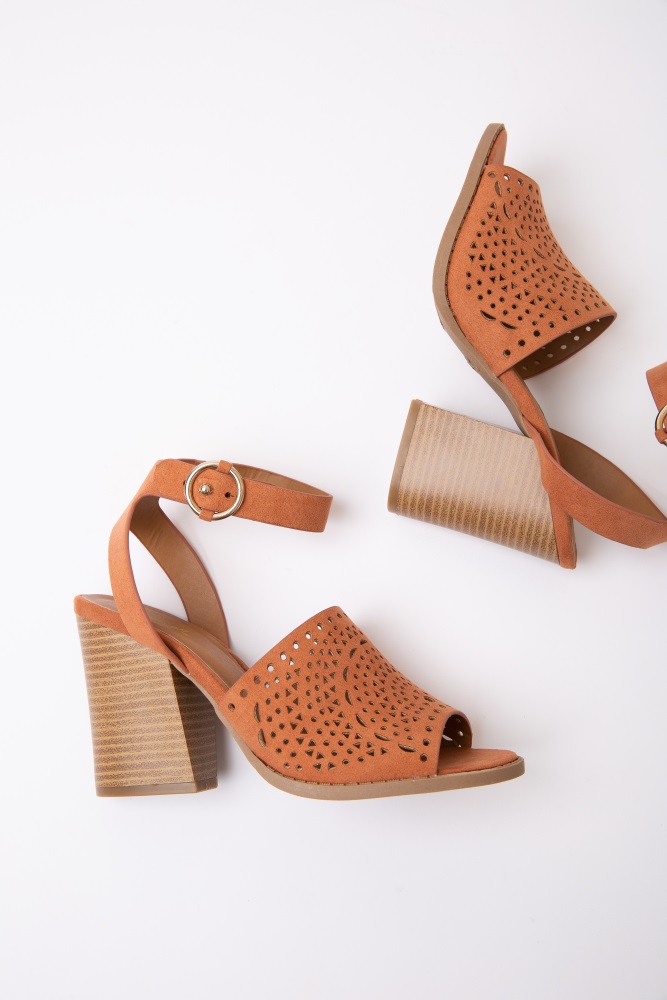 rust block heels