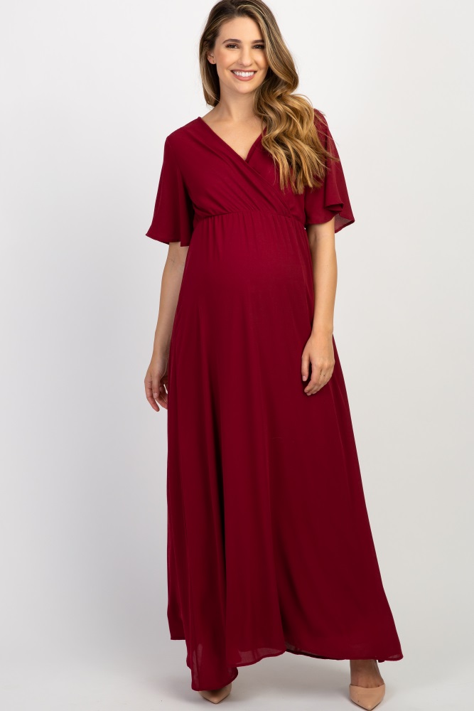 burgundy chiffon maxi dress