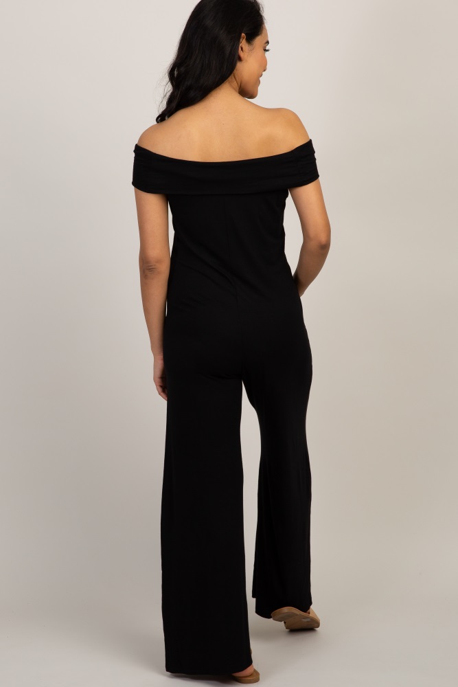 off the shoulder maternity jumpsuit