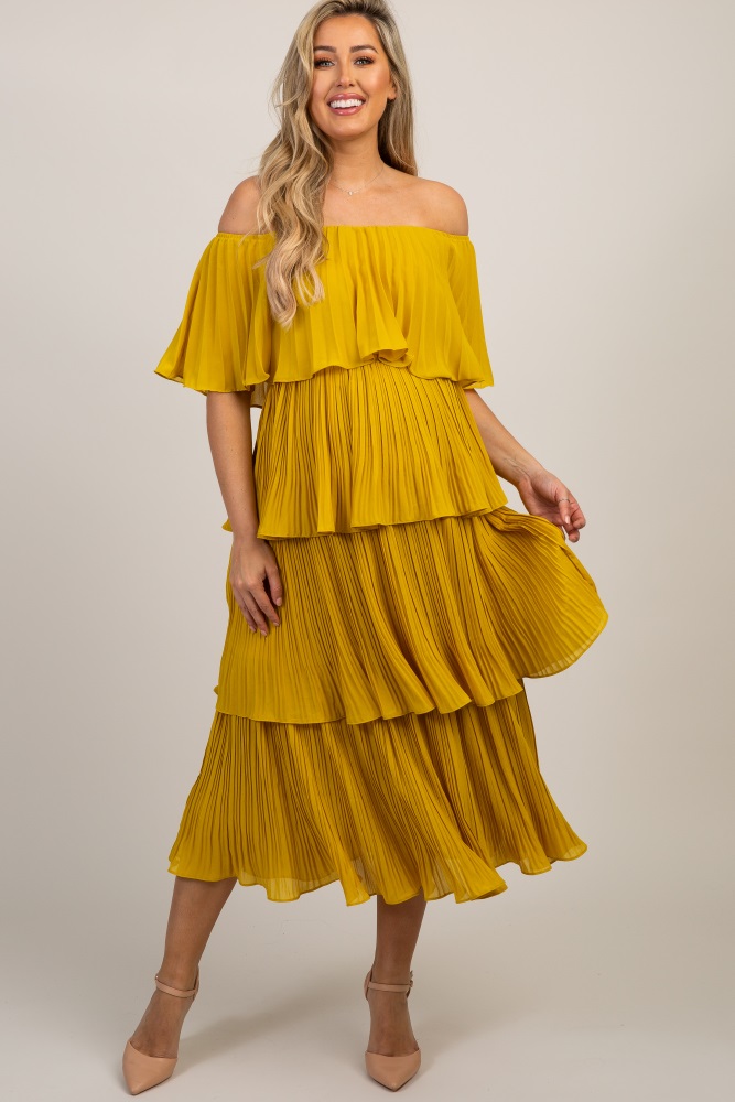 pleated dress with ruffles