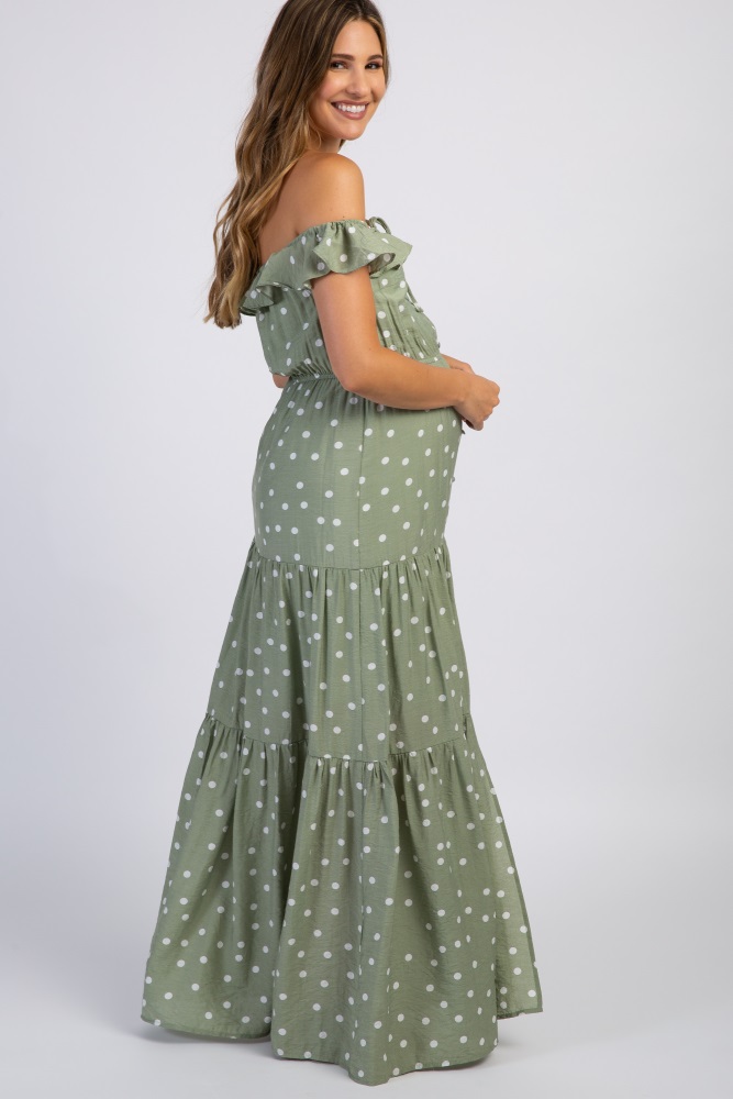 olive polka dot dress