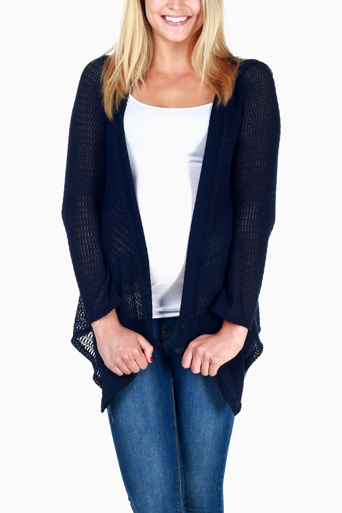 navy blue hooded cardigan